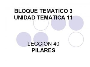 BLOQUE TEMATICO 3 UNIDAD TEMATICA 11 LECCION 40