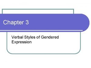 Chapter 3 Verbal Styles of Gendered Expression Language