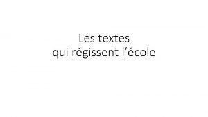 Les textes qui rgissent lcole LOI du 8