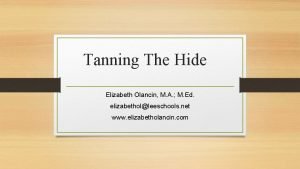 Tanning The Hide Elizabeth Olancin M A M