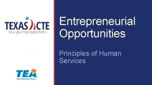 Entrepreneurial Opportunities Principles of Human Services Copyright Texas