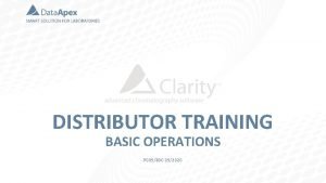 DISTRIBUTOR TRAINING BASIC OPERATIONS P 00980 C 052020