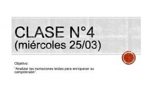 Objetivo Analizar las narraciones ledas para enriquecer su