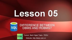 Dbms vs rdbms