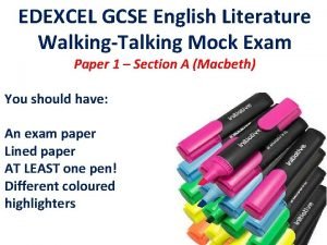 EDEXCEL GCSE English Literature WalkingTalking Mock Exam Paper