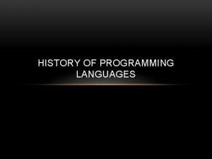 HISTORY OF PROGRAMMING LANGUAGES PLANKALKL P 1 max
