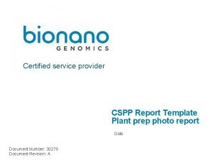 Certified service provider CSPP Report Template Plant prep