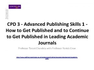 CPD 3 Advanced Publishing Skills 1 How to