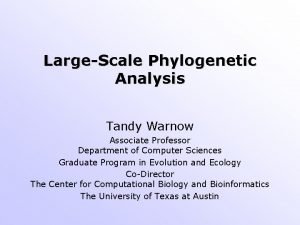 LargeScale Phylogenetic Analysis Tandy Warnow Associate Professor Department