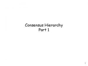 Consensus Hierarchy Part 1 1 Consensus in Shared