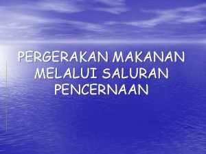 PERGERAKAN MAKANAN MELALUI SALURAN PENCERNAAN FUNGSI PRIMER SALURAN