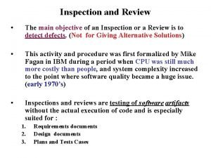 Objective of inspection