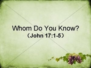 Do you know john