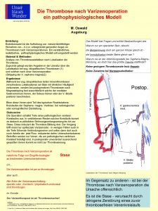 Die Thrombose nach Varizenoperation ein pathophysiologisches Modell www