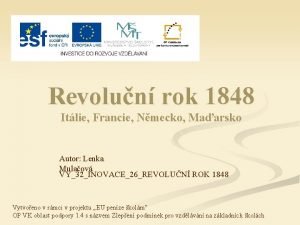 Revolun rok 1848 Itlie Francie Nmecko Maarsko Autor