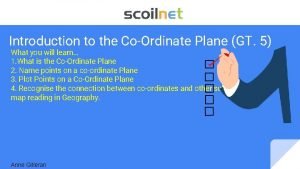 Anne Gilleran Introduction to the CoOrdinate Plane GT