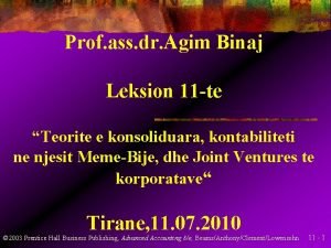 Prof ass dr Agim Binaj Leksion 11 te