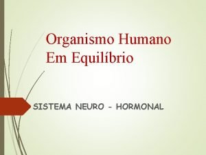 Organismo Humano Em Equilbrio SISTEMA NEURO HORMONAL O