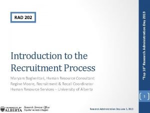 Introduction to the Recruitment Process Maryam Bagheritari Human