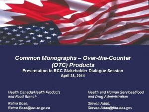 Common Monographs OvertheCounter OTC Products Presentation to RCC