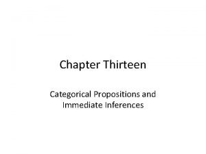 Chapter Thirteen Categorical Propositions and Immediate Inferences Copyright