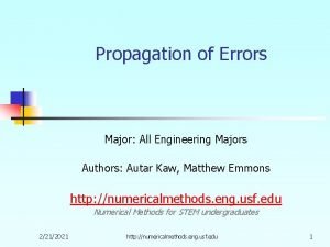 Propagation of Errors Major All Engineering Majors Authors