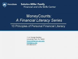 Money Counts A Financial Literacy Series 10 Principles