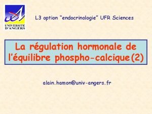 L 3 option endocrinologie UFR Sciences La rgulation