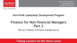 NonProfit Leadership Development Program Finance for Nonfinancial Managers