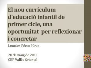 Curriculum educació infantil primer cicle