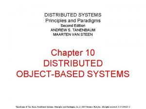 DISTRIBUTED SYSTEMS Principles and Paradigms Second Edition ANDREW