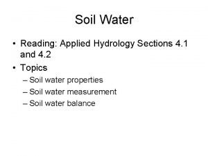 Soil Water Reading Applied Hydrology Sections 4 1