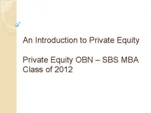 Private equity career