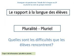 Enseigner et questionner ltude de la langue au