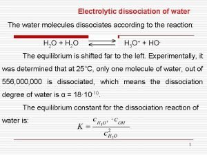Electrolytic dissociation of water
