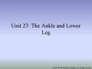 Unit 23 The Ankle and Lower Leg 2005