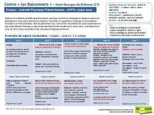 Centre Les Buissonnets SaintGeorgesdeDidonne 17 Classe Activit Physique