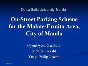 De La Salle UniversityManila OnStreet Parking Scheme for