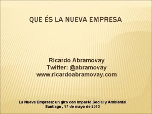 QUE S LA NUEVA EMPRESA Ricardo Abramovay Twitter