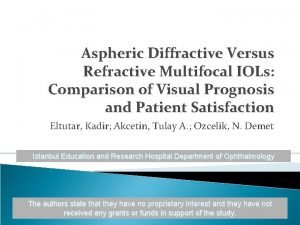 Aspheric Diffractive Versus Refractive Multifocal IOLs Comparison of