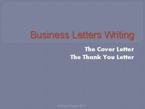 Business Letters Writing The Cover Letter The Thank