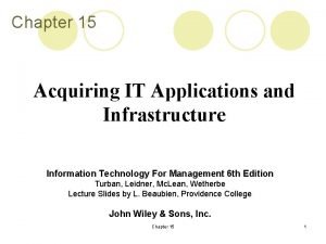 Chapter 15 Acquiring IT Applications and Infrastructure Information
