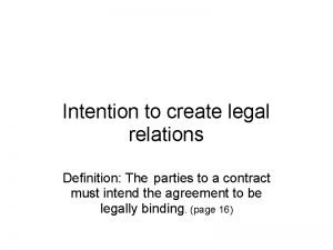 Definition of intention to create legal relations