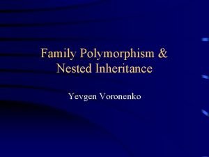 Family Polymorphism Nested Inheritance Yevgen Voronenko Problem Java