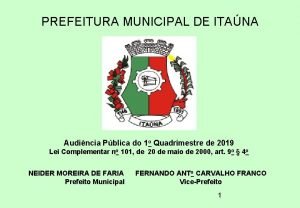 PREFEITURA MUNICIPAL DE ITANA Audincia Pblica do 1