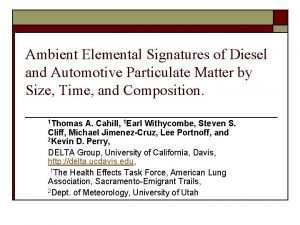 Ambient Elemental Signatures of Diesel and Automotive Particulate