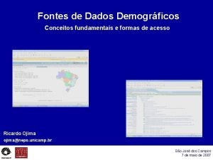 Fontes de Dados Demogrficos Conceitos fundamentais e formas