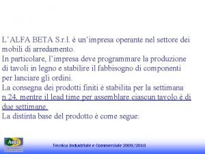 LALFA BETA S r l unimpresa operante nel