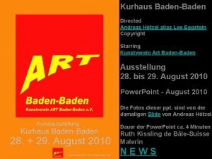 Kurhaus BadenBaden Directed Andreas Htzel alias Lee Eggstein