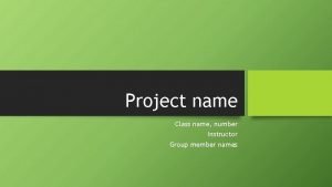 Project name Class name number Instructor Group member